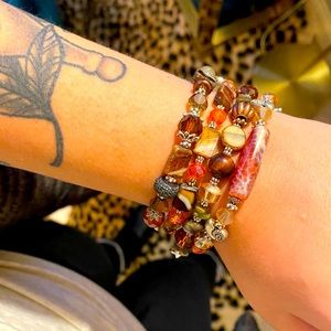 Set of 4 fall bracelet stack